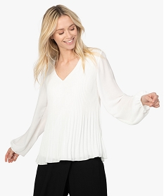 GEMO Tunique femme en voile plissé blanc chine