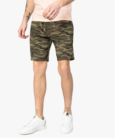 GEMO Bermuda homme camouflage en maille piquée kaki fonce
