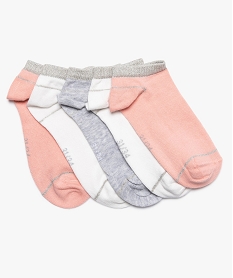 GEMO Chaussettes fille ultra courtes à paillettes (lot de 5) Rose