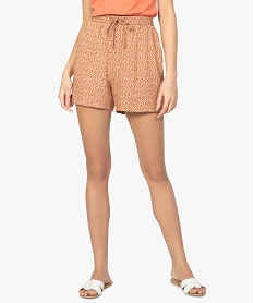 GEMO Short femme imprimé en maille fluide avec taille élastiquée Imprimé