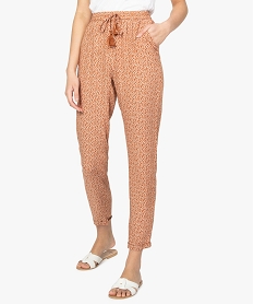 GEMO Pantalon femme en matière fluide imprimée vert vif