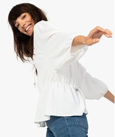 GEMO Blouse  femme à basque et manches chauve-souris Blanc