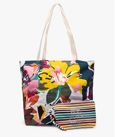 sac pour femme en toile multicolore avec petite pochette rayee multicoloreA844401_1