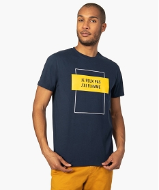 GEMO Tee-shirt homme avec inscription humoristique Bleu
