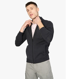 GEMO Gilet homme zippé à col cheminée noir chine