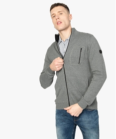 GEMO Gilet homme zippé à col cheminée Gris