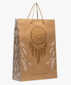 sac cadeau en papier kraft imprime dreamcatcher paillete brunA846301_1