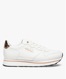 GEMO Baskets femme unies avec détails métallisés - Ellesse Blanc