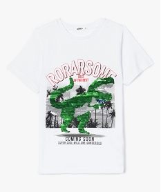 GEMO Tee-shirt garçon imprimé T-rex en sequins réversible Blanc