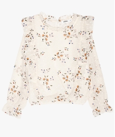 blouse fille en voile a motifs fleuris avec volants beigeA848701_1