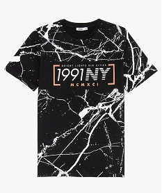 tee-shirt garcon imprime a manches courtes noirA854501_1