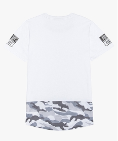 tee-shirt garcon imprime arrondi dans le bas avec motif camouflage blancA855301_2