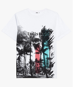 GEMO Tee-shirt garçon à manches courtes imprimé sur lavant blanc standard