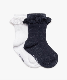 GEMO Chaussettes bébé fille à volants (lot de 2) Bleu