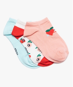 chaussettes fille ultra courtes motifs fruits (lot de 3) multicoloreA858101_1