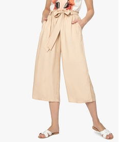 GEMO Pantacourt femme ample et fluide Beige