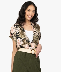 chemise femme a manches courtes fluide motif floral imprimeA861701_2