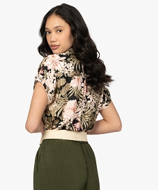 chemise femme a manches courtes fluide motif floral imprime chemisiersA861701_3