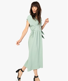 robe femme sans manches en crepe avec nouds sur les cotes vert robesA861901_1