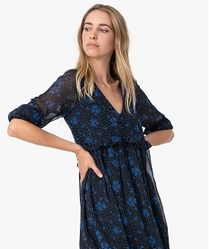 GEMO Robe femme imprimée à volant et manches 34 Imprimé