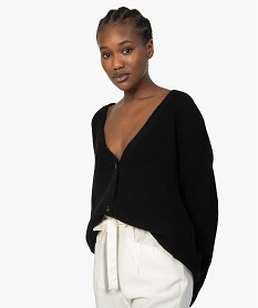 GEMO Gilet femme uni en grosse maille noir standard