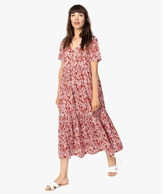 GEMO Robe femme ample à imprimé floral Imprimé