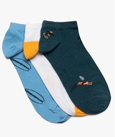 GEMO Chaussettes garçon ultra-courtes motif surf (lot de 3) Multicolore