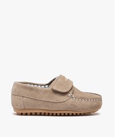 mocassins garcon dessus cuir retourne fermeture scratch beige chaussures bassesA866501_1