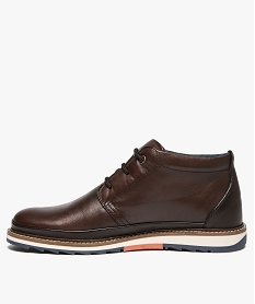 low-boots homme dessus cuir avec empiecement contrastant au talon brun bottes et bootsA867101_3