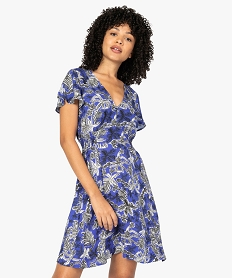 GEMO Robe femme à manches courtes à motifs fleuris Imprimé