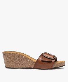 GEMO Sandales femme forme mule avec bride à boucle marron standard
