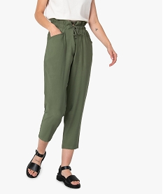 GEMO Pantalon femme 78e à taille haute Vert