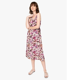 GEMO Robe femme à bretelles avec motif fleuris et fils métallisés Imprimé