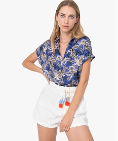 GEMO Chemise femme imprimée à manches courtes et bas élastiqué Imprimé