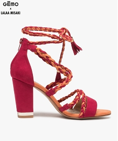 GEMO Sandales femme talon haut - Gémo x Lalaa Misaki rose vif