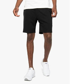 GEMO Bermuda homme en maille extensible avec ceinture en bord-côte noir vif