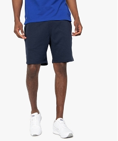 bermuda homme en maille extensible avec ceinture en bord-cote bleu shorts et bermudasA875601_1