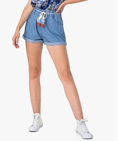 GEMO Short femme ample en chambray Gris