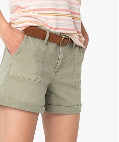 short femme ample en coton stretch vert shortsA876001_2