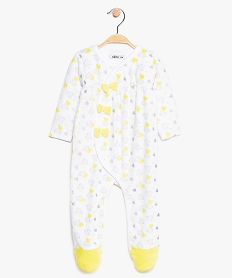 GEMO Pyjama bébé en velours fermé devant avec motifs cœurs Jaune