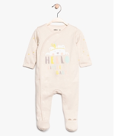 GEMO Pyjama bébé en jersey avec ouverture avant et motif ours pastel Beige