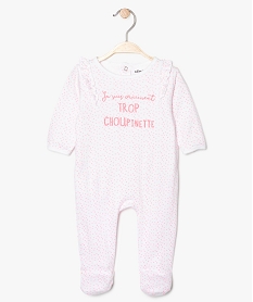 pyjama bebe en jersey a motifs pois et fronces sur les epaules blanc pyjamas ouverture devantA889101_1