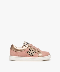 GEMO Tennis bébé fille métallisées à motif animalier Rose