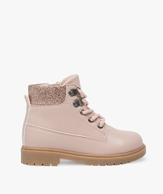 GEMO Boots fille avec tige pailletée col brillant et semelle crantée Rose