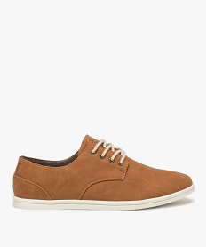 GEMO Derbies homme souples lacets cordelette et semelle contrastante marron standard