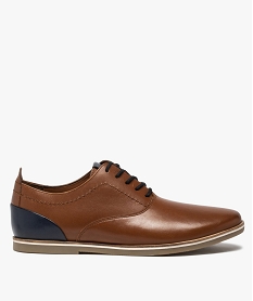 derbies homme avec empiecement contrastant au talon dessus cuir lisse brunA905601_1