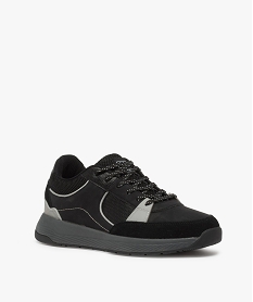 baskets homme style skateshoes multimatieres a lacets noirA906501_2