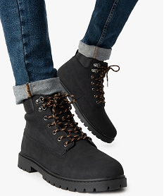 GEMO Boots homme à semelle crantée et lacets - Les Supaires à lacets bicolores noir vif