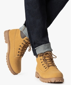 boots homme a semelle crantee et lacets - les supaires a col contrastant et lacets bicolores orangeA908501_1