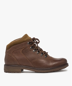 GEMO Boots homme avec dessus cuir lisse et lacets montagne Brun